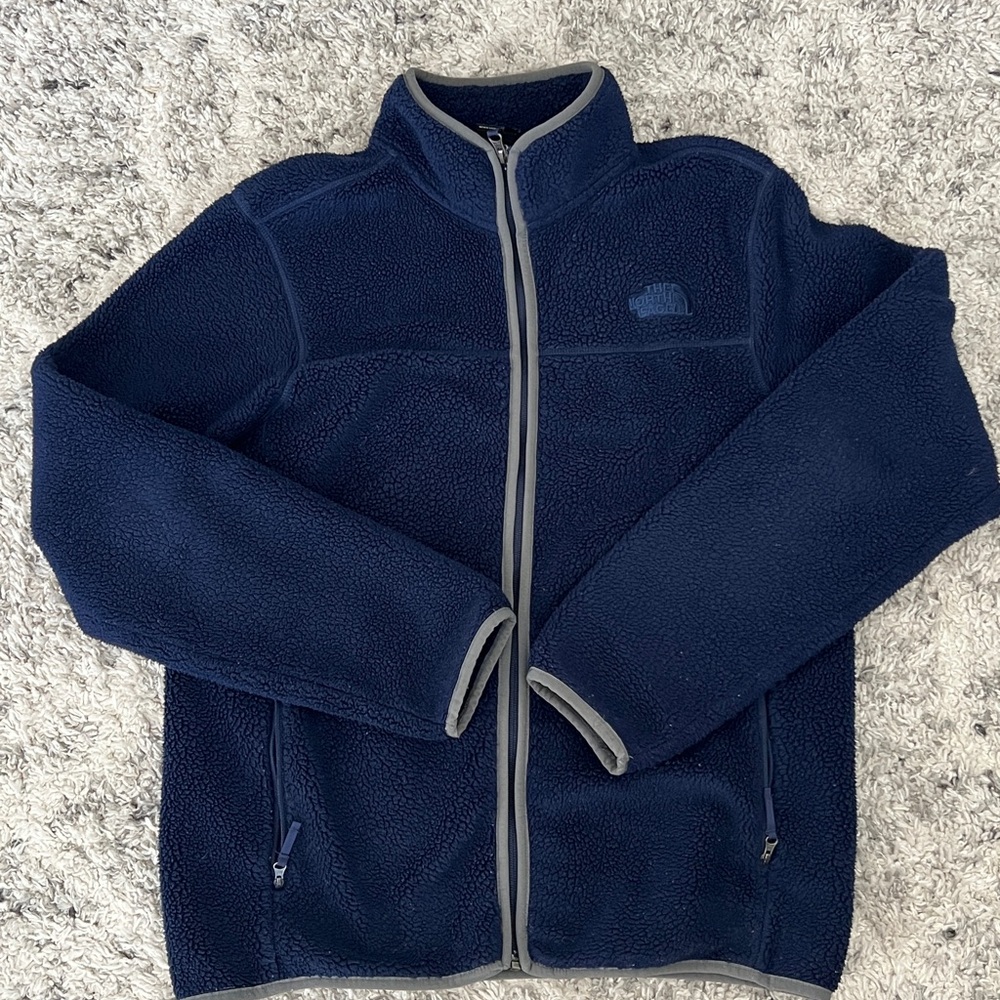 The North Face Fleece Jacket Mens Medium Blue Full Zip Sweater Pockets